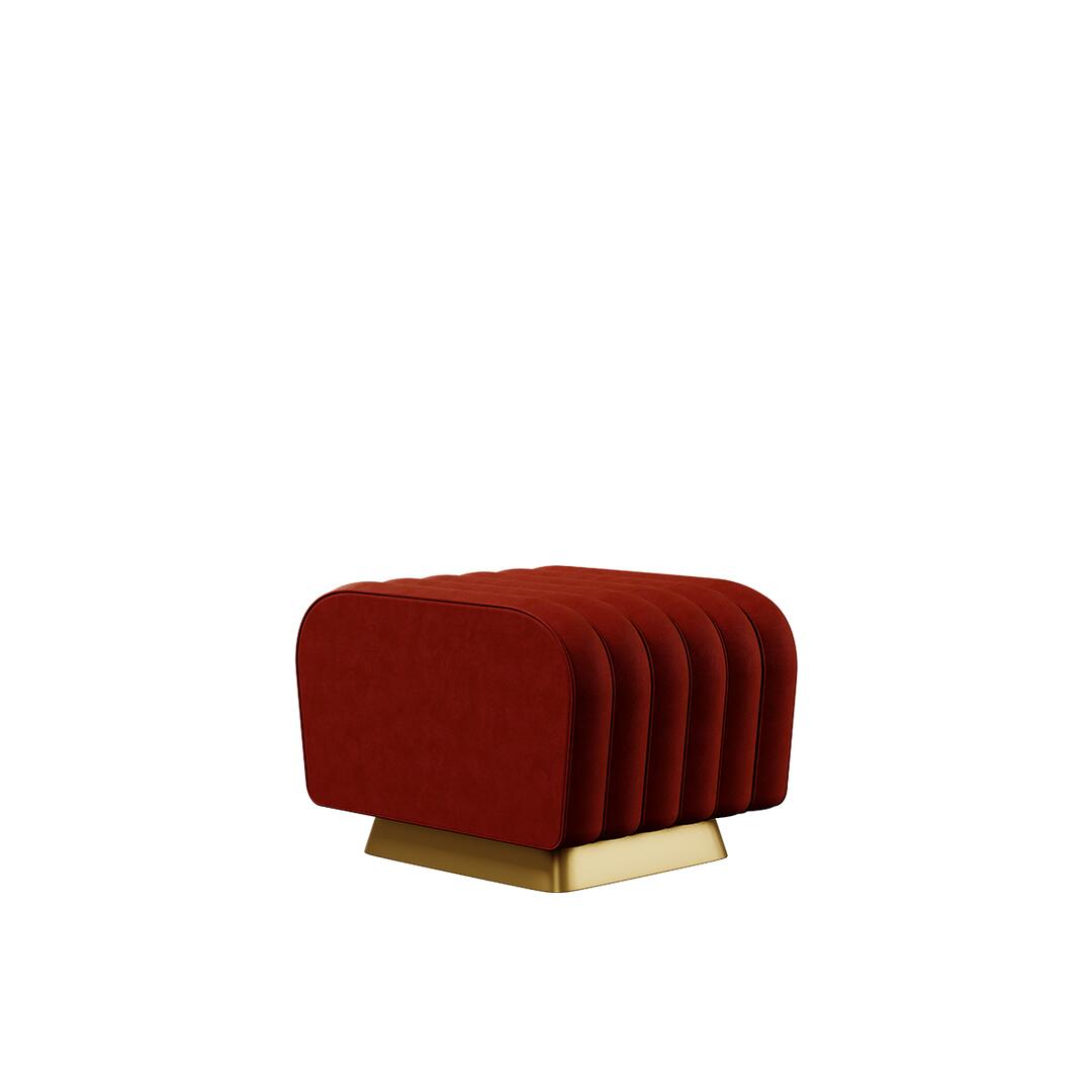 Mamie Bench in red cotton velvet