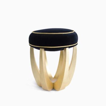 Charming Stools Betty Mid-Century Modern Stool in black and gold suede
