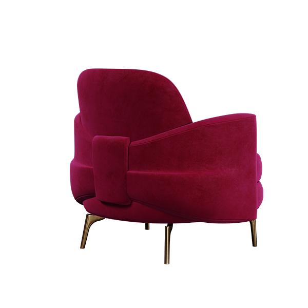 Marilyn Armchair in pink cotton velvet