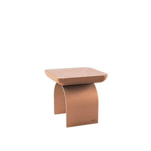 California side table with lacquered metal and marble top