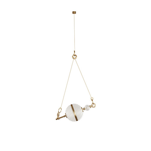 Saturn Pendant Lamp in brass and frosted glass