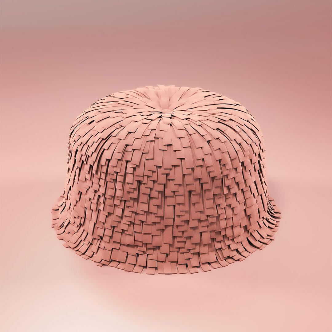 Lyra Ottoman with pink fringes